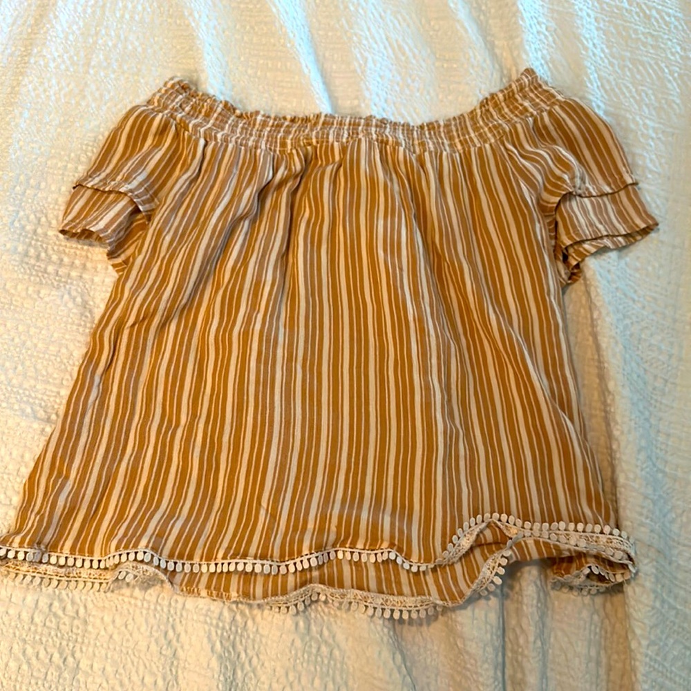 Stripped Off the Shoulder Top